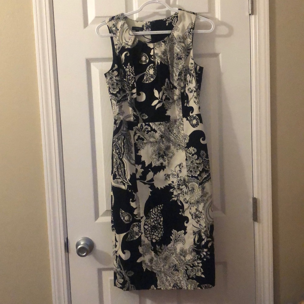 Talbots black/off-white floral dress
